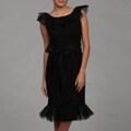 Nue by Shani Women's 'Built-in Body Shapers' Black Ruffle Tie Dress