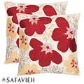 Petals 18-inch Cream/ Red Decorative Pillows (Set of 2)