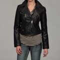 Steve Madden Women's Asymmetrical Zip Fitted Cropped Jacket