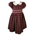 Rare Editions Brown Pink Smocked Plaid Dress