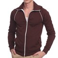 American Apparel Unisex Brown/ White California Fleece Track Jacket (X-small)