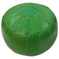 Handmade Casual Living Green Leather Moroccan Ottoman Pouf