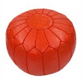 Handmade Casual Living Orange Leather Moroccan Ottoman Pouf