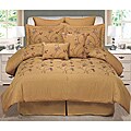 Carina Gold Embroidered Queen-size 8-piece Comforter Set