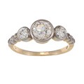 18k Yellow Gold and Platinum 1 1/2ct TDW Diamond Estate Cluster Ring (J-K, I1-I2)