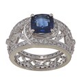 Platinum Sapphire and 1 1/2ct TDW Diamond Estate Cocktail Ring (I-J, SI1-SI2)