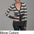 Y. Jessi Women's Striped Soft Belt Cardigan