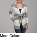 Y. Jessi Women's Striped Belted Hooded Cardigan
