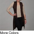 Y. Jessi Women's Ribbed Fold Over Collar Cardigan