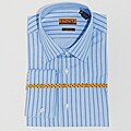 Enzo Tovare Men's Blue Stripe Cotton French-Cuff Dress Shirt