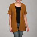 Evan Picone Women's Vicuna Textured Short Sleeve Cardigan