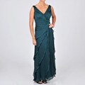 Ignite Evenings Women's Peacock Asymmetrical Sequin Chiffon Evening Gown