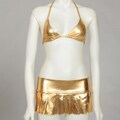 Pink Lipstick Women's Bold Gold Pleated Mini Set