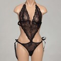 Rene Rofe Women's Lace-front Tie-back Teddy