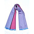 Two-tone Martina Blue/ Pink Dahlia Cashmere-blend Shawl