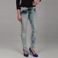 Blues Society Junior's Marble Wash Stretch Denim Crinkle Skinny Jean
