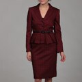 Tahari Women's Red/ Black Belted Skirt Suit