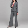 Tahari Women's Grey Shawl Collar Pant Suit