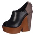 Steven by steve Madden Women's 'Newance' Black Multi Peep-toe Wedges