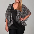 Jessica Simpson Women's Plus Size Sheer Print Open-Front Poncho