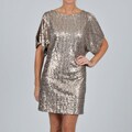 S.L. Fashions 'Cold Shoulder' Taupe Sequin Dress