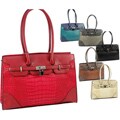Dasein Faux Leather Croco Embossed Satchel