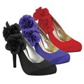 I-Comfort Women's Satin Flower Pumps
