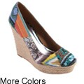 Journee Collection Women's 'Dorine' Patchwork Canvas Wedges