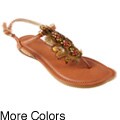 Journee Collection Women's 'Bella' Feather Accent Thong Sandal