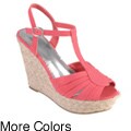 Journee Collection Women's 'Booster' Peep Toe T-strap Wedge