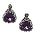 Marc Sterling Silver Amethyst and Marcasite Cut-out Heart Earrings