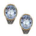 Marc Sterling Silver Synthetic Blue Quartz and Marcasite Earrings