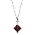 Marc Sterling Silver Garnet, CZ and Marcasite Cut-out Heart Necklace