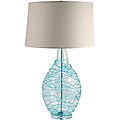Hand Blown Glass Lamp with Blue Coils