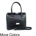 Dasein Faux Leather Croco Embossed Satchel