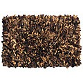 Handwoven Premium Leather Brown/Tan Shag Area Rug (21" x 33')