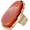 Goldtone Amber-dyed Faux Stone Stretch Ring