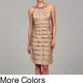 London Times Women's Jeweled Shimmer Shutter Dress