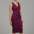 London Times Women's Magenta Ruched Taffeta Dress