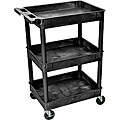 Luxor Black 3 Tub Shelf Utility Cart