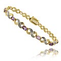 Gem Jolie 14k Gold Overlay Amethyst and Diamond 'XO' Bracelet (4 1/2ct TGW)