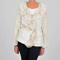 Damselle New York Women's Faux Fur Blush Belted Coat