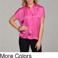 Cupio Women's Pointed Collar Button Front Blouse
