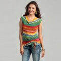 Cupio Women's Colorful Cowl Neck Drawstring Top