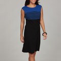 Spense Women's Black/ Sapphire Boat Neck Dress
