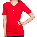 American Apparel Unisex Red Fine Jersey Short Sleeve Button-top V-neck