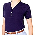 American Apparel Navy Fine Jersey Short Sleeve Henley Button-top V-neck (XS)