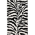 Luna Black and White Zebra Shag Rug (5' x 8')