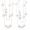 Sterling Silver Clear Crystal Quartz Round Station 32-inch Necklace