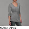 Cable & Gauge Women's Ruched 3/4-sleeve Top